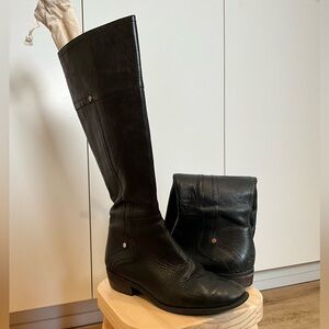 Black Leather Knee-High Boots